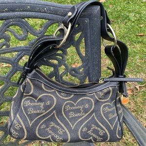 Black canvas Dooney Hobo signature heart bag